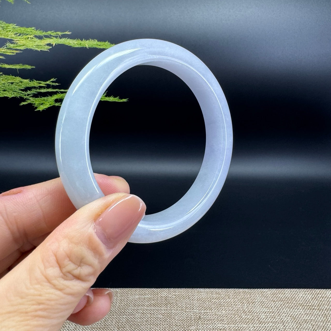 Genuine Burmese Lavender Green Jade Jadeite Bangle Bracelet ( 58.9mm )