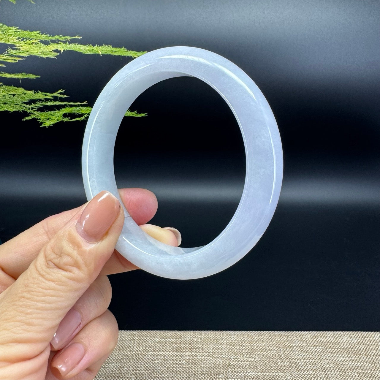 Genuine Burmese Lavender Green Jade Jadeite Bangle Bracelet ( 58.9mm )