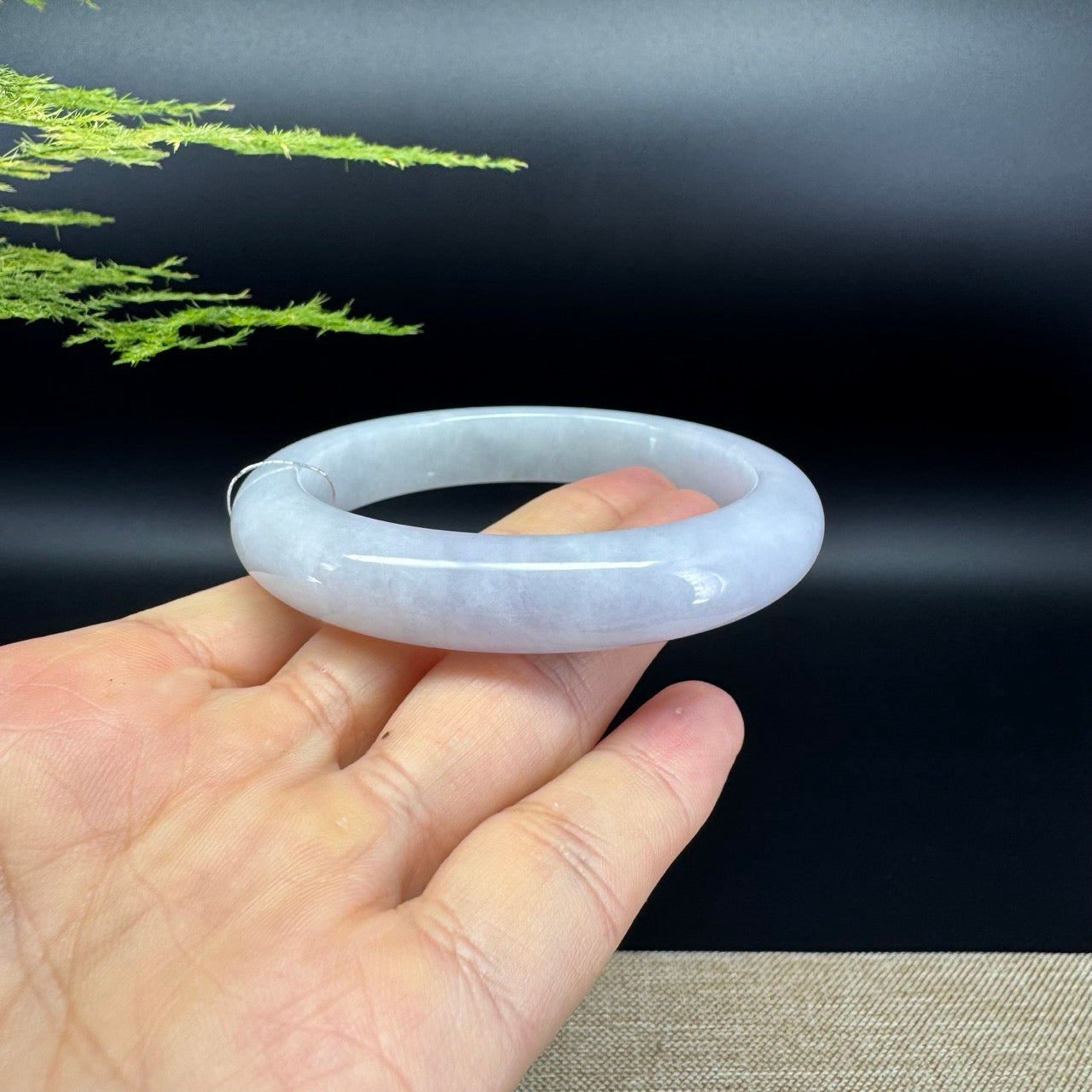 Genuine Burmese Lavender Green Jade Jadeite Bangle Bracelet ( 58.9mm )