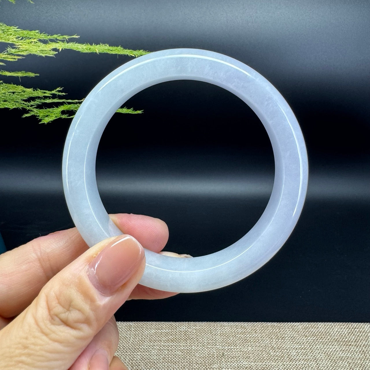 Genuine Burmese Lavender Green Jade Jadeite Bangle Bracelet ( 58.9mm )