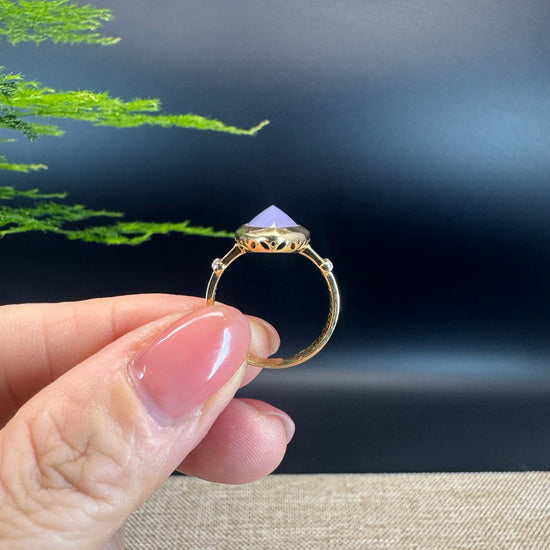 RealJade® "Signature Signet" 18K Yellow Gold  Lavender Jadeite Jade Ring