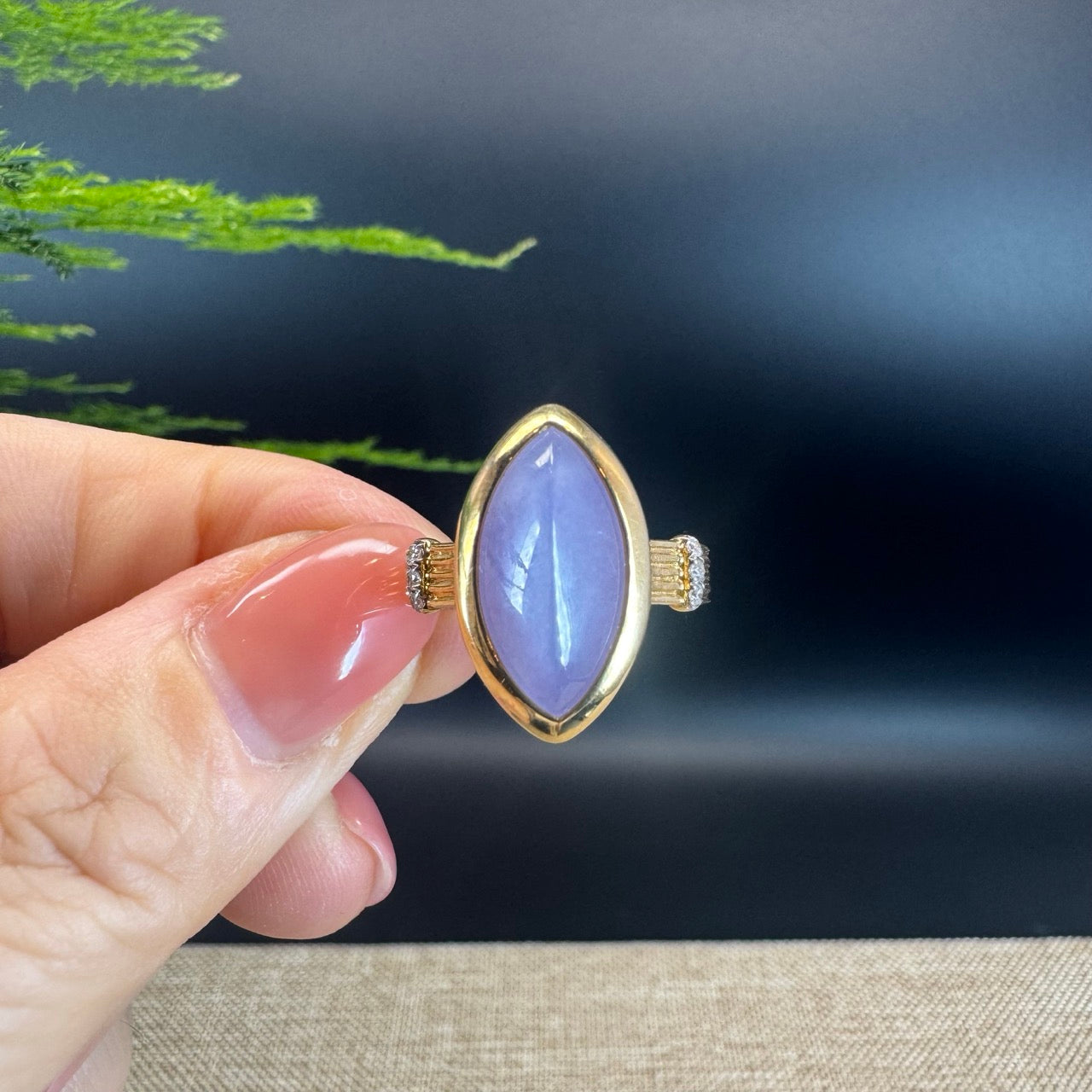 RealJade® "Signature Signet" 18K Yellow Gold  Lavender Jadeite Jade Ring