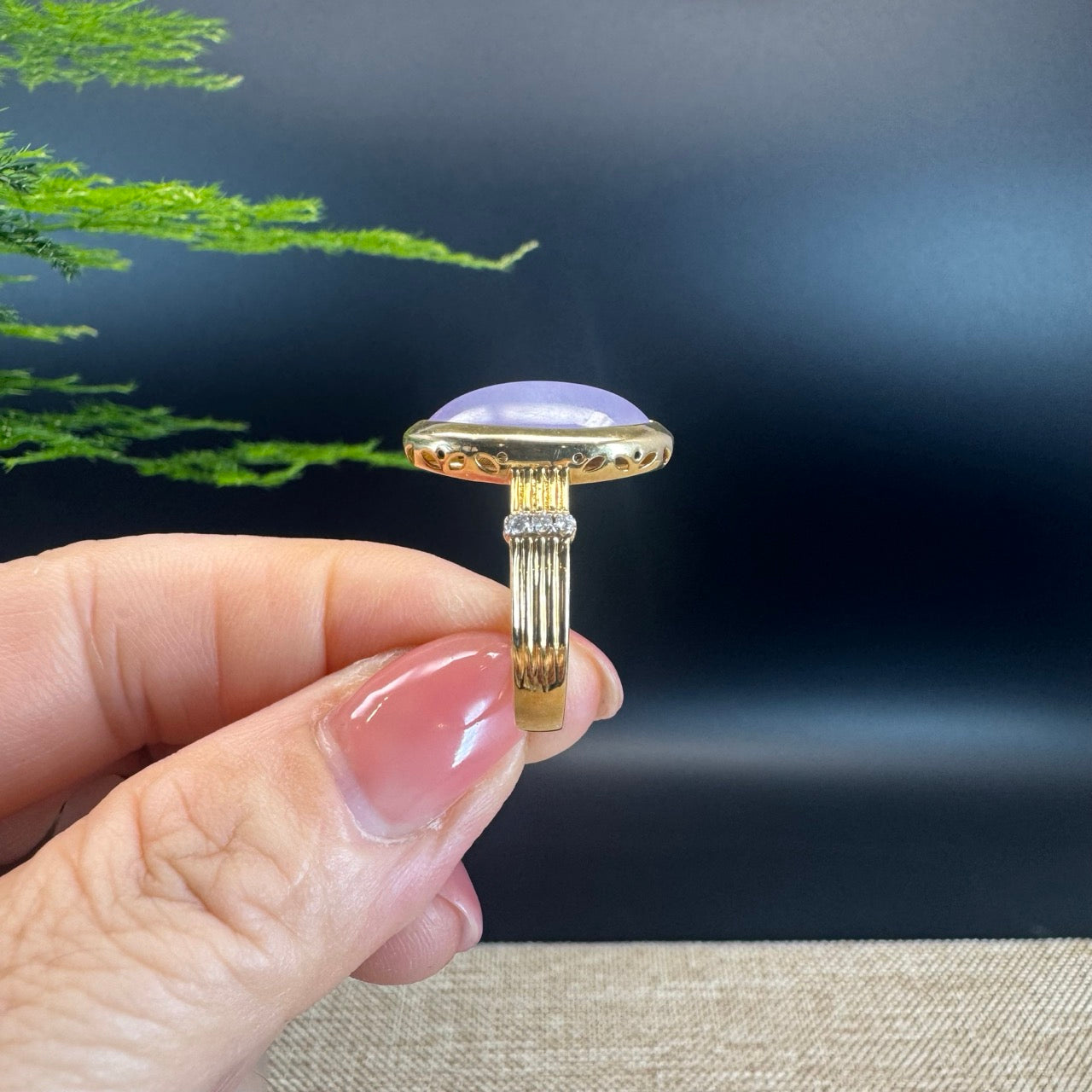 RealJade® "Signature Signet" 18K Yellow Gold  Lavender Jadeite Jade Ring