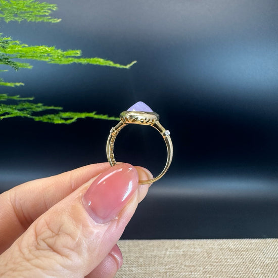 RealJade® "Signature Signet" 18K Yellow Gold  Lavender Jadeite Jade Ring
