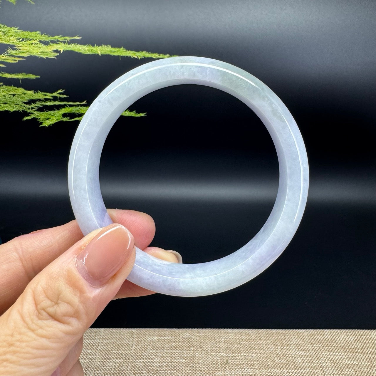 Genuine Burmese Lavender Green Jade Jadeite Bangle Bracelet ( 58.2mm )