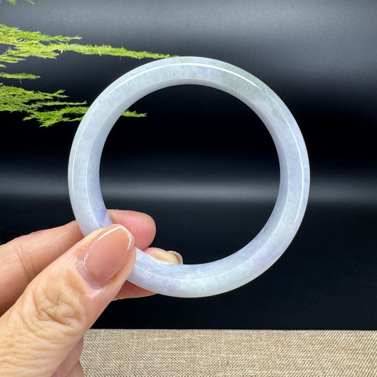 Genuine Burmese Lavender Green Jade Jadeite Bangle Bracelet ( 58.2mm )