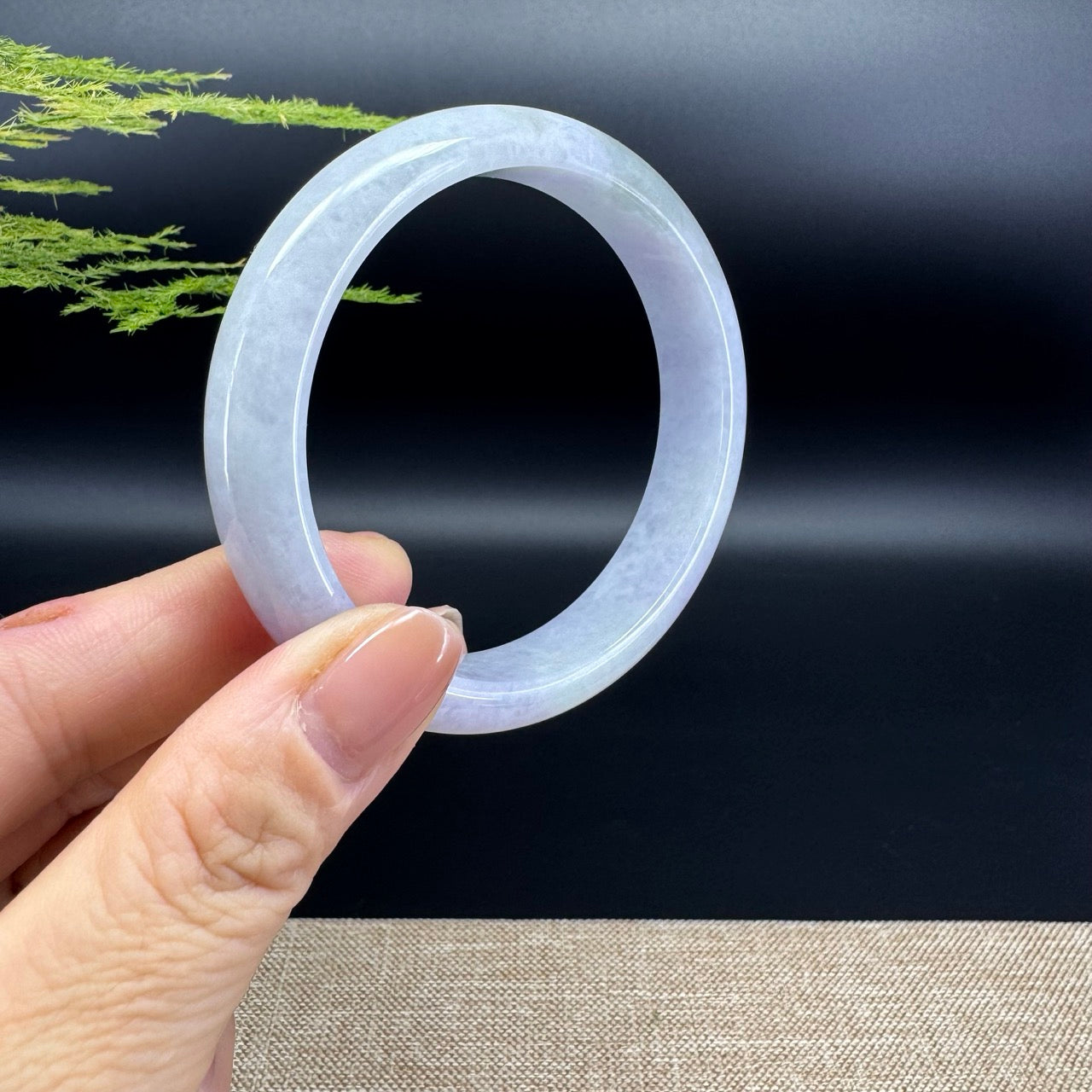 Genuine Burmese Lavender Green Jade Jadeite Bangle Bracelet ( 58.2mm )