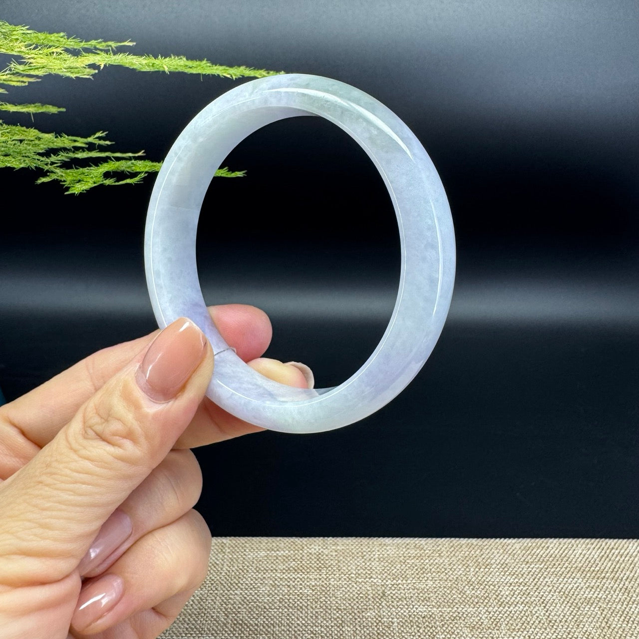 Genuine Burmese Lavender Green Jade Jadeite Bangle Bracelet ( 58.2mm )