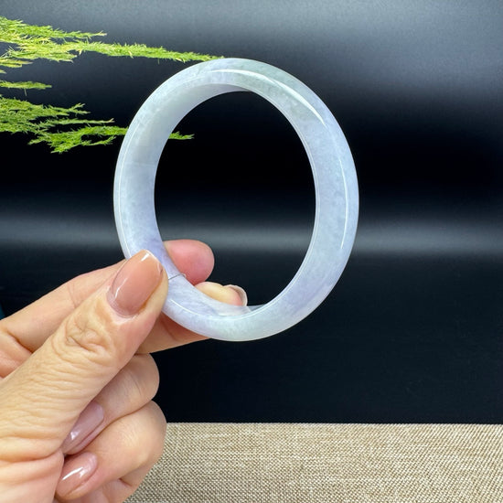 Genuine Burmese Lavender Green Jade Jadeite Bangle Bracelet ( 58.2mm )