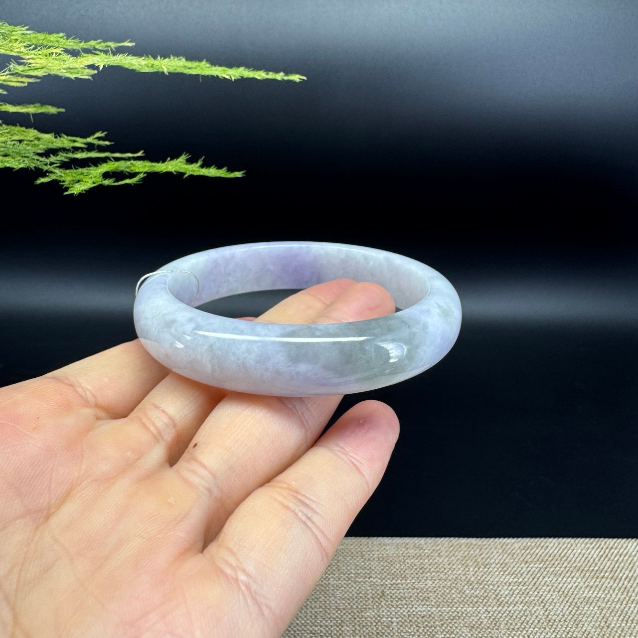 Genuine Burmese Lavender Green Jade Jadeite Bangle Bracelet ( 58.2mm )