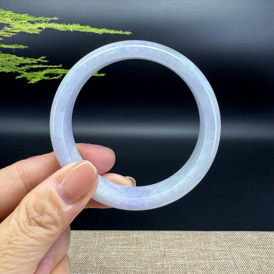 Genuine Burmese Lavender Green Jade Jadeite Bangle Bracelet ( 58.2mm )