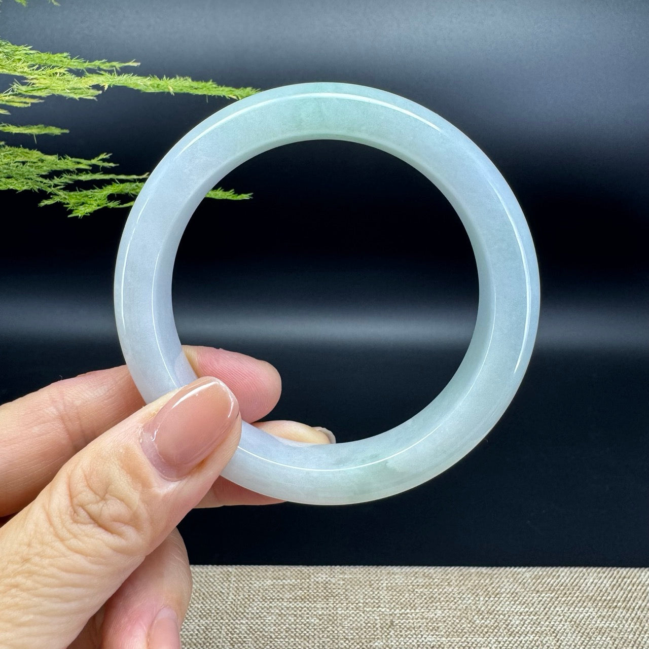 Genuine Burmese Lavender Green Jade Jadeite Bangle Bracelet ( 58.8mm )