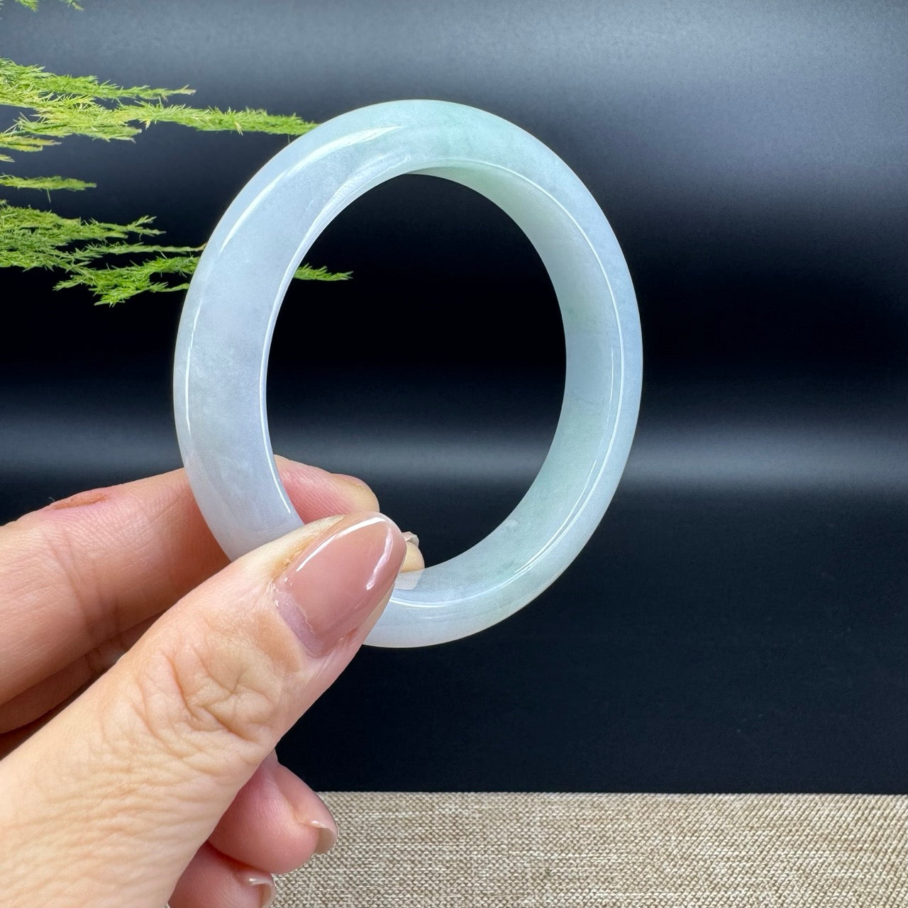 Genuine Burmese Lavender Green Jade Jadeite Bangle Bracelet ( 58.8mm )