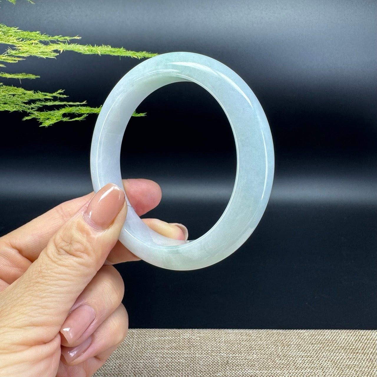 Genuine Burmese Lavender Green Jade Jadeite Bangle Bracelet ( 58.8mm )