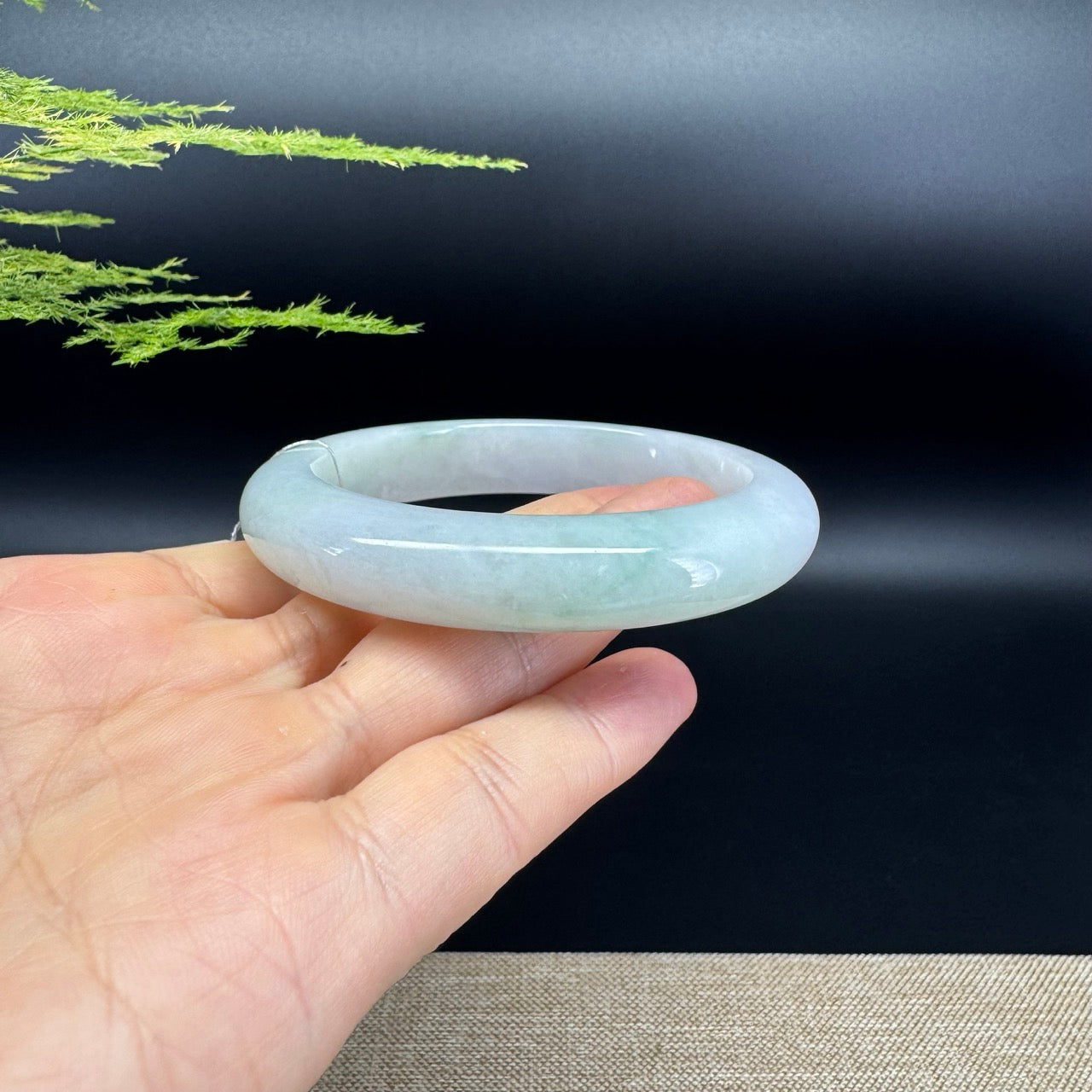 Genuine Burmese Lavender Green Jade Jadeite Bangle Bracelet ( 58.8mm )