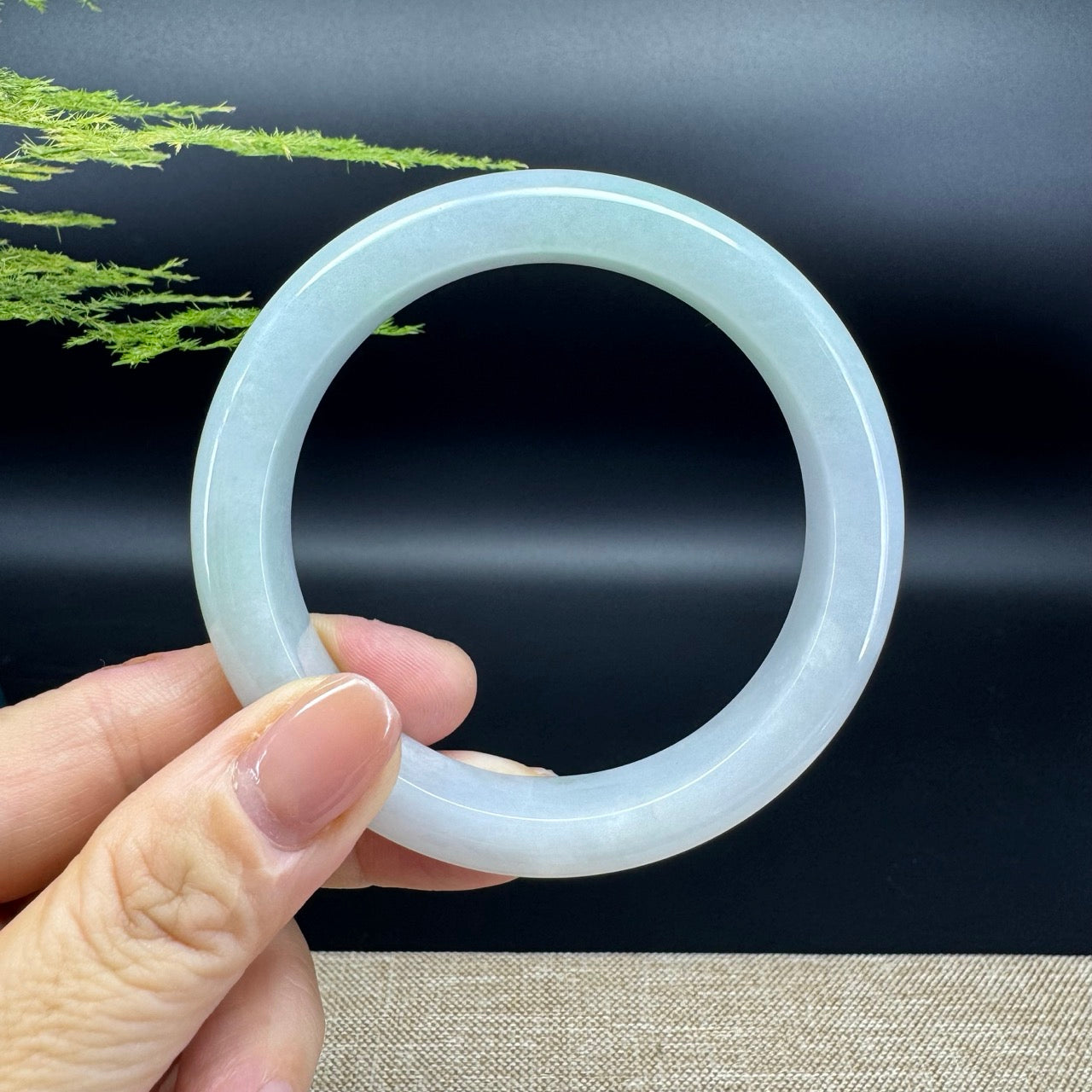 Genuine Burmese Lavender Green Jade Jadeite Bangle Bracelet ( 58.8mm )