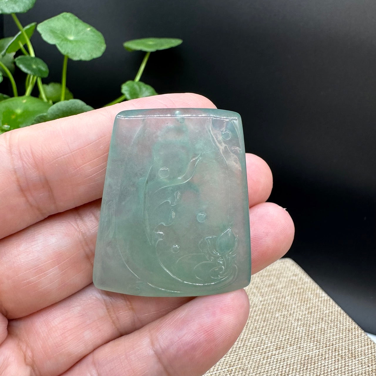 High end  "Goddess of Compassion" Genuine Ice Green Burmese Jadeite Jade Guanyin Necklace
