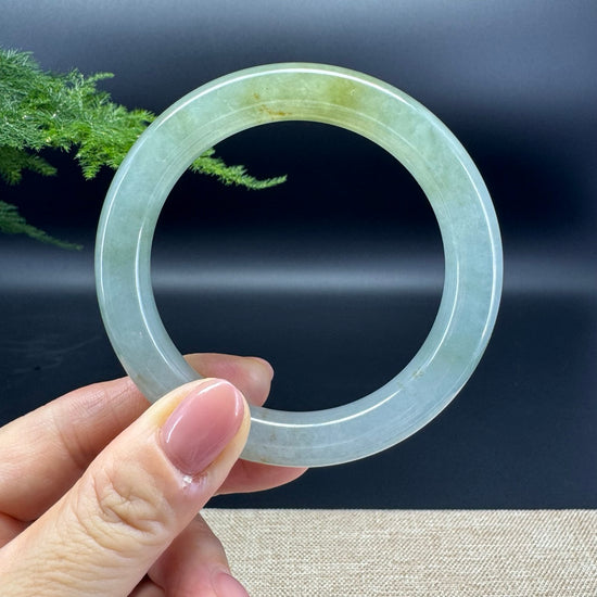High end Genuine Burmese Icy Yellow Green Jade Jadeite Bangle Bracelet ( 57.4mm )
