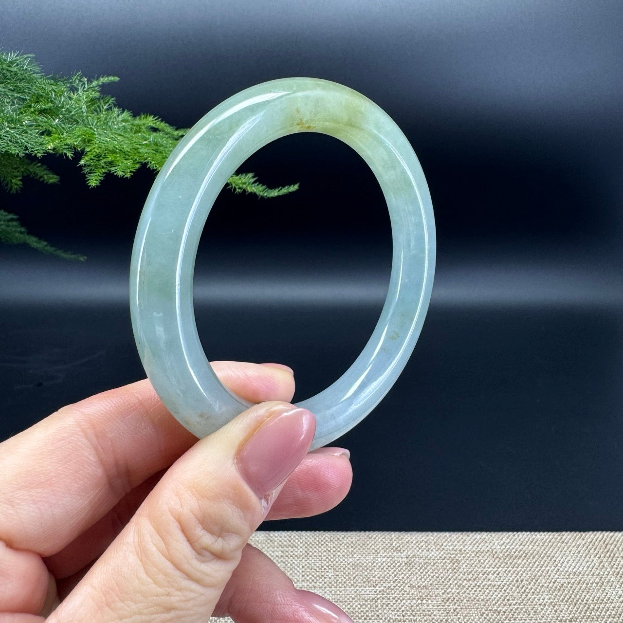 High end Genuine Burmese Icy Yellow Green Jade Jadeite Bangle Bracelet ( 57.4mm )