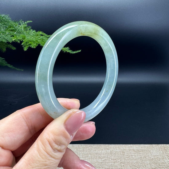 High end Genuine Burmese Icy Yellow Green Jade Jadeite Bangle Bracelet ( 57.4mm )