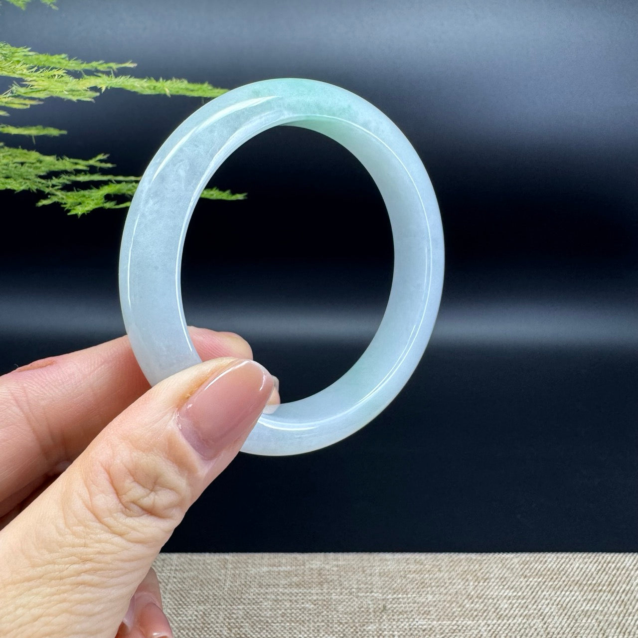 Genuine Burmese Lavender Green Jade Jadeite Bangle Bracelet ( 58.7mm )