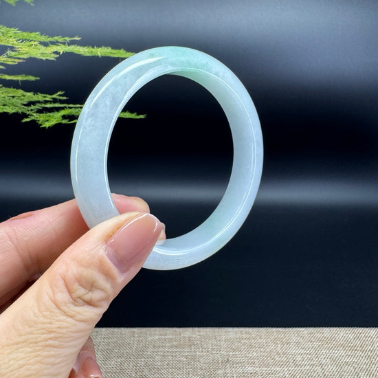 Genuine Burmese Lavender Green Jade Jadeite Bangle Bracelet ( 58.7mm )