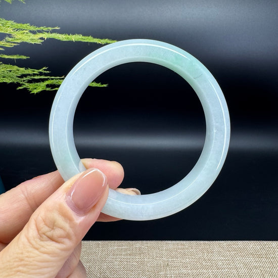 Genuine Burmese Lavender Green Jade Jadeite Bangle Bracelet ( 58.7mm )