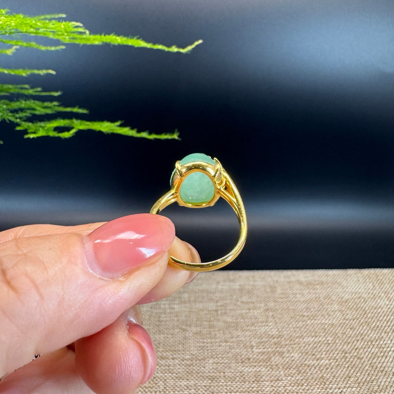 RealJade® "Signature Signet" 18K Yellow Gold Icy Green Jadeite Jade Classic Ring