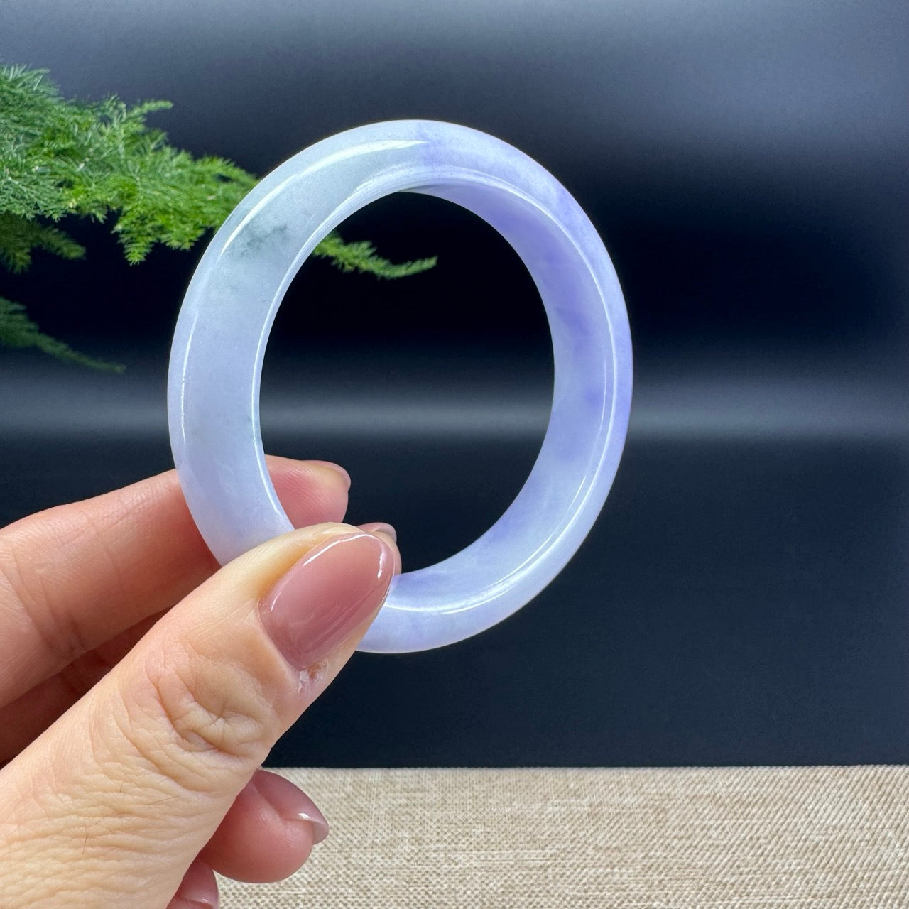 Genuine Burmese Lavender Green Jade Jadeite Bangle Bracelet (56.4mm)