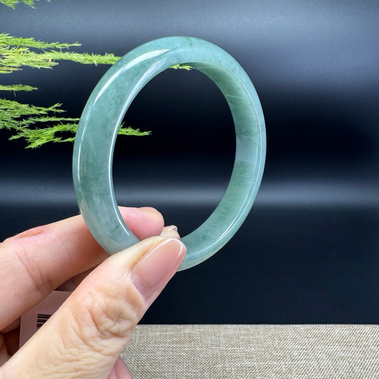 Genuine Burmese Oil Green Jade Jadeite Bangle Bracelet ( 59.7mm )