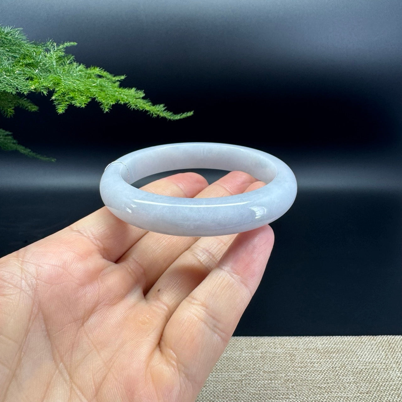 Genuine Burmese Icy Lavender Jade Jadeite Bangle Bracelet ( 57.7mm )