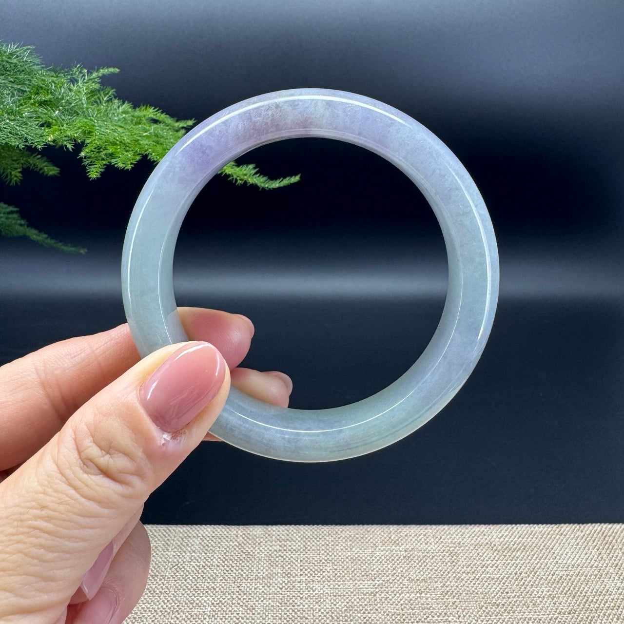 Genuine Burmese Lavender Green Jade Jadeite Bangle Bracelet (57.4mm)