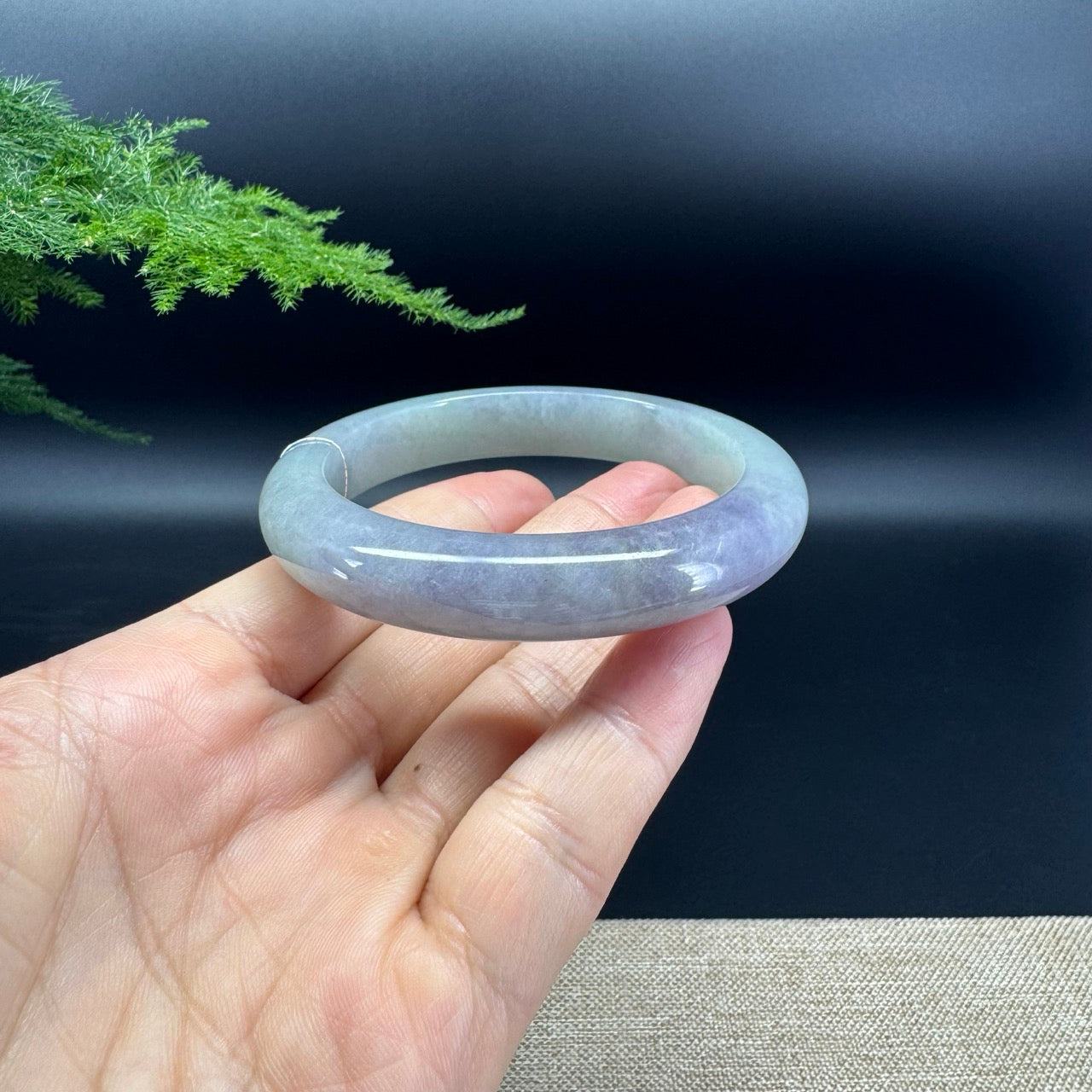 Genuine Burmese Lavender Green Jade Jadeite Bangle Bracelet (57.4mm)