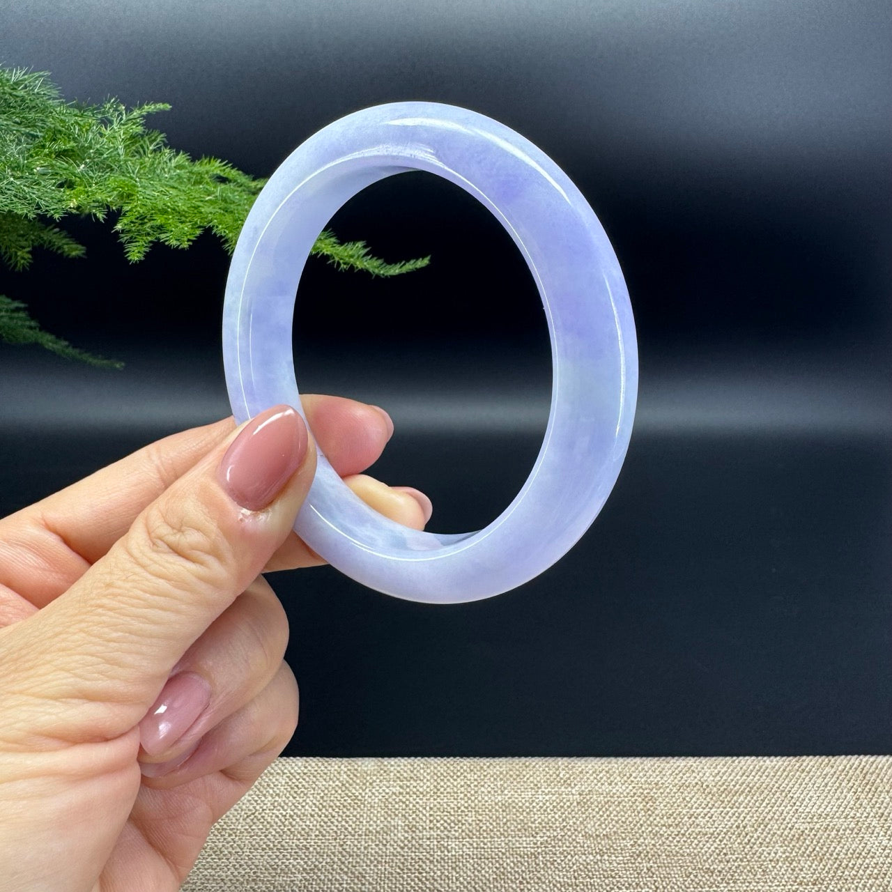 Genuine Burmese Lavender Green Jade Jadeite Bangle Bracelet (58mm)