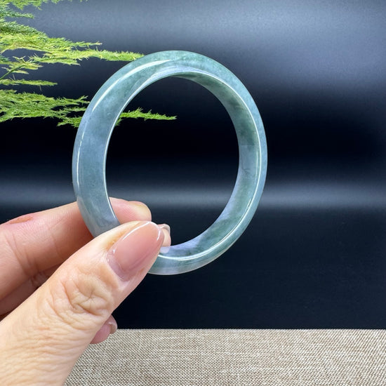 Genuine Burmese  Lavender Oil Green Jade Jadeite Bangle Bracelet ( 59.5mm )