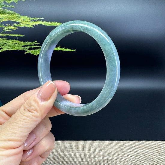 Genuine Burmese  Lavender Oil Green Jade Jadeite Bangle Bracelet ( 59.5mm )