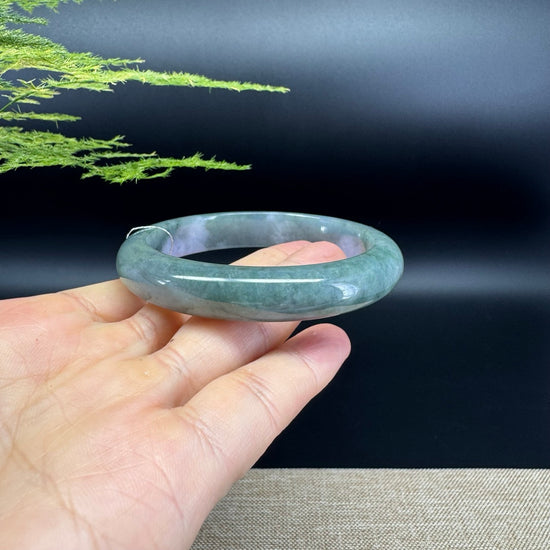 Genuine Burmese  Lavender Oil Green Jade Jadeite Bangle Bracelet ( 59.5mm )