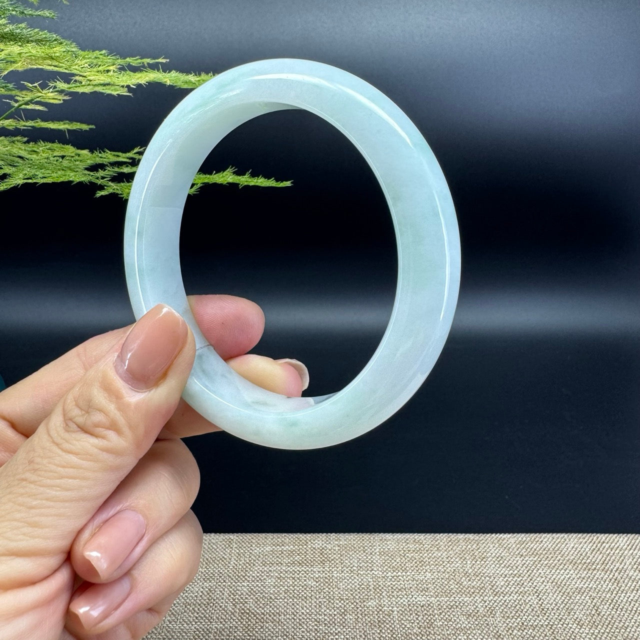 Genuine Burmese Icy Green Jade Jadeite Bangle Bracelet (59.1mm)