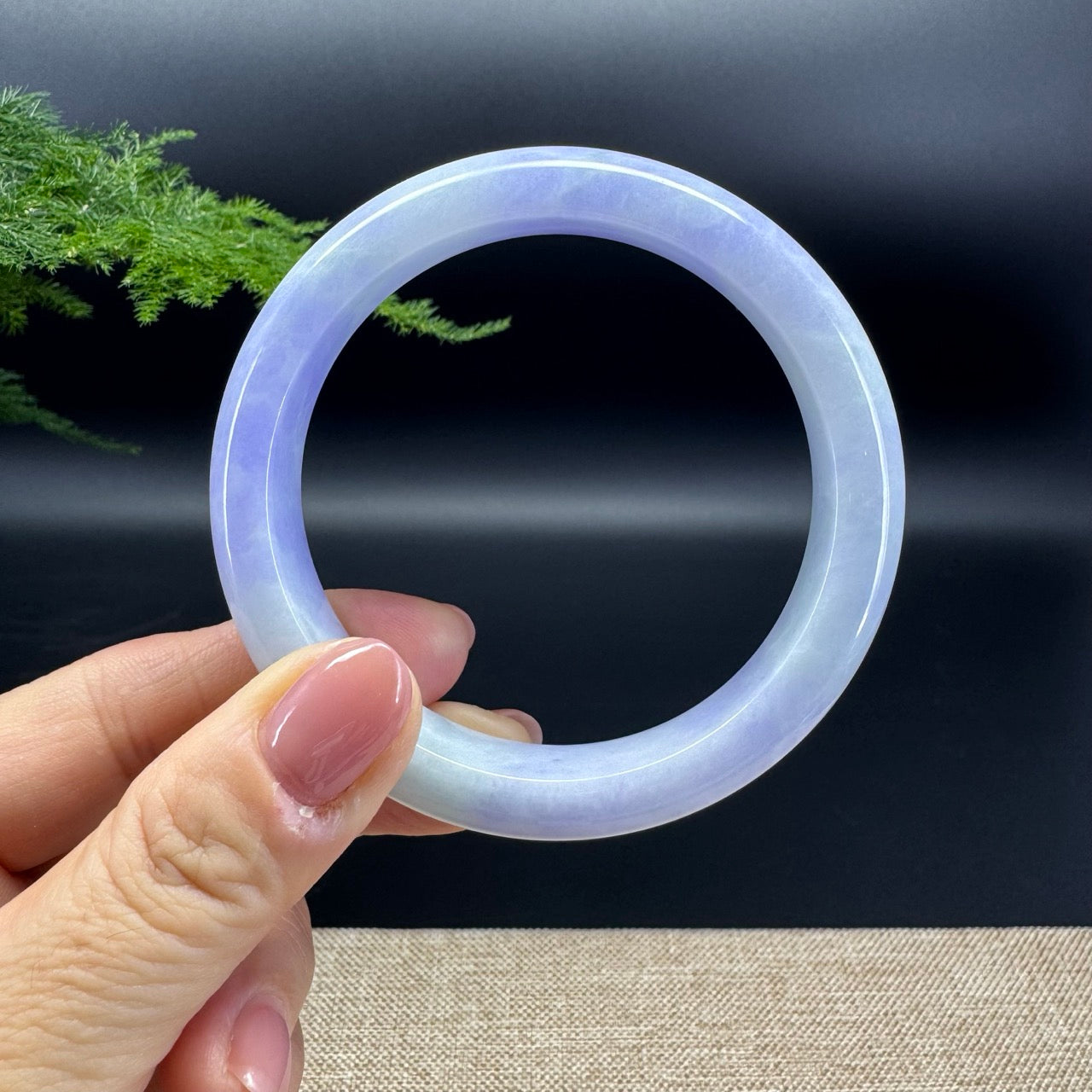 Genuine Burmese Lavender Jade Jadeite Bangle Bracelet (59.5mm)