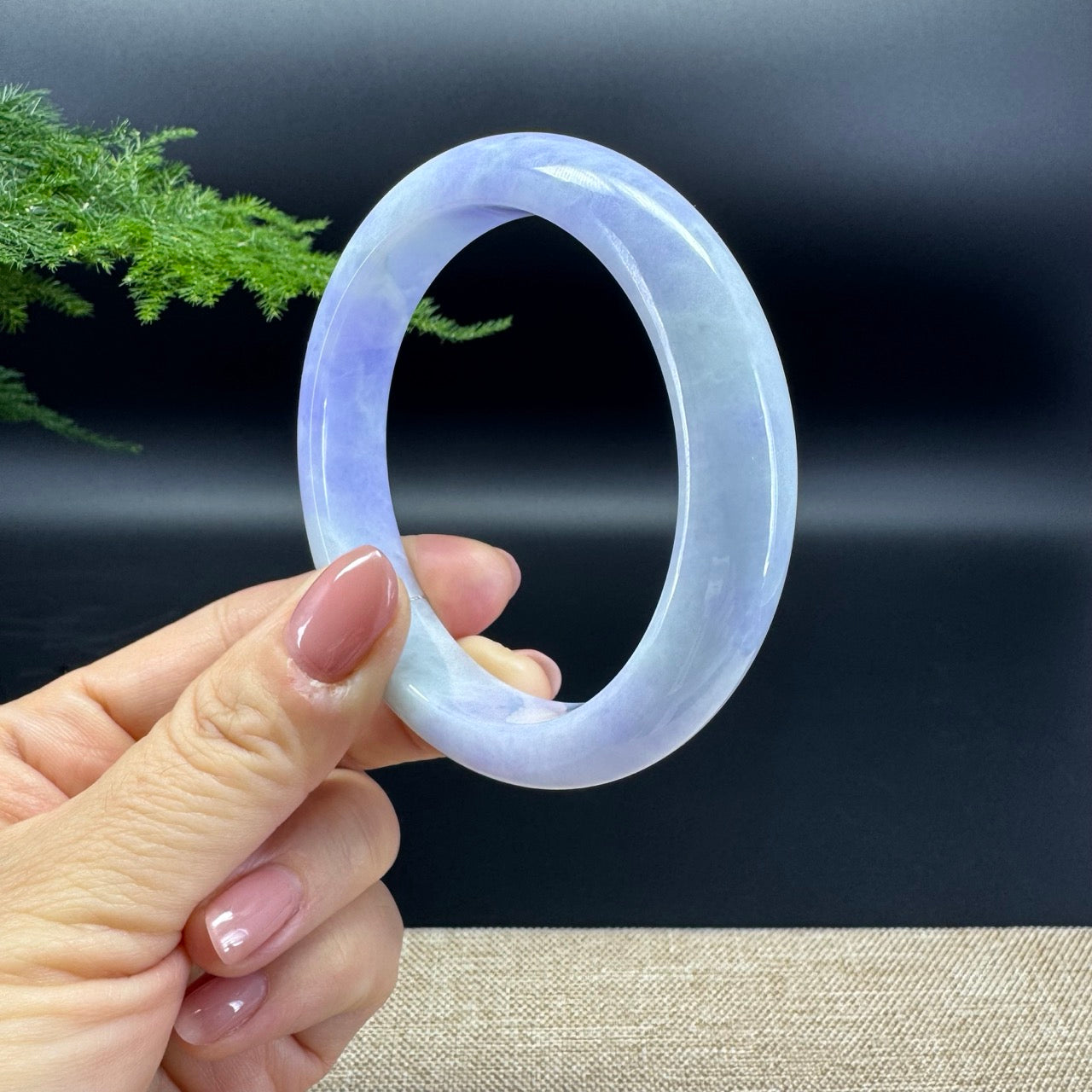 Genuine Burmese Lavender Jade Jadeite Bangle Bracelet (59.5mm)