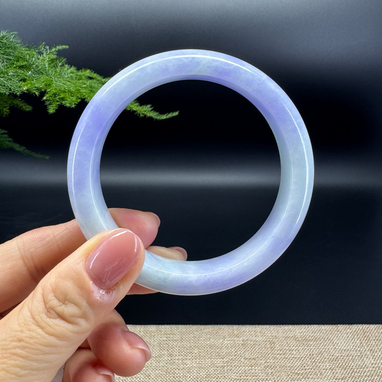 Genuine Burmese Lavender Jade Jadeite Bangle Bracelet (59.5mm)