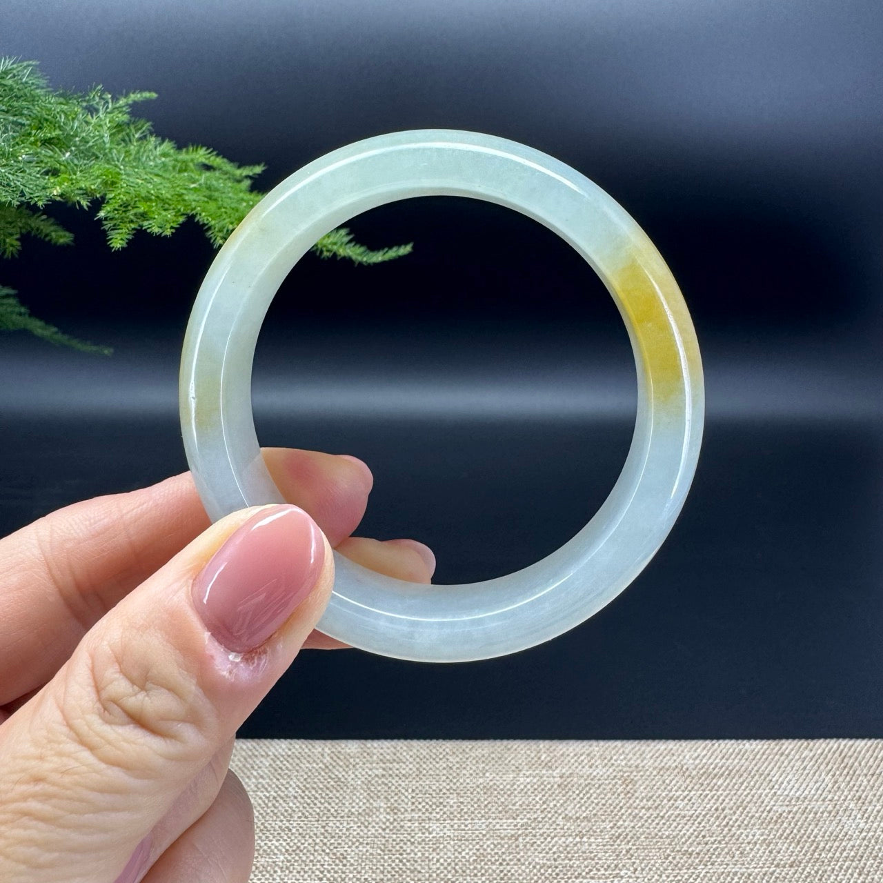 Genuine Burmese Icy Yellow Jade Jadeite Bangle Bracelet ( 51.8mm)