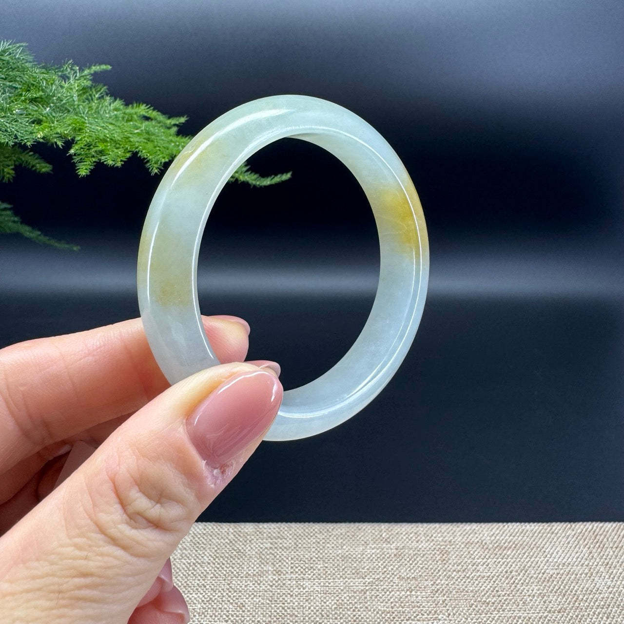 Genuine Burmese Icy Yellow Jade Jadeite Bangle Bracelet ( 51.8mm)