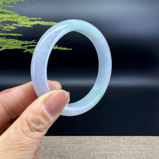 Genuine Burmese Icy Green Jadeite Jade Bangle Bracelet ( 59.8mm )