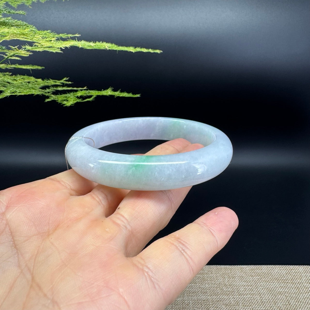 Genuine Burmese Icy Green Jadeite Jade Bangle Bracelet ( 59.8mm )