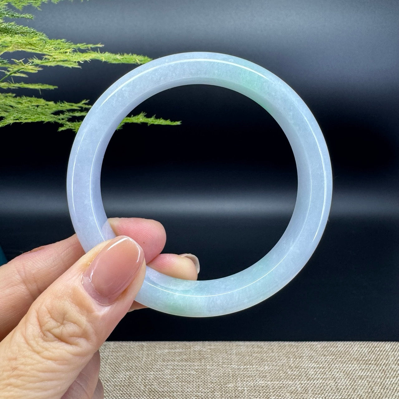 Genuine Burmese Icy Green Jadeite Jade Bangle Bracelet ( 59.8mm )