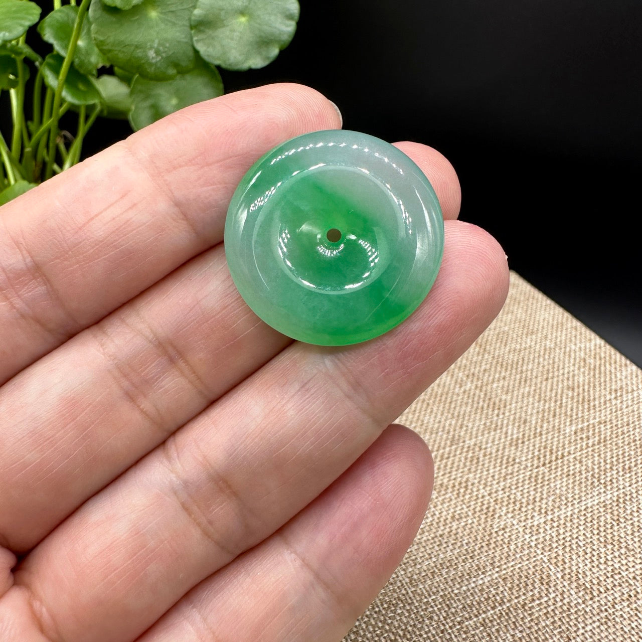 RealJade® "Good Luck Button" Necklace Ice green Jadeite Jade Lucky Ping An Kou Pendant