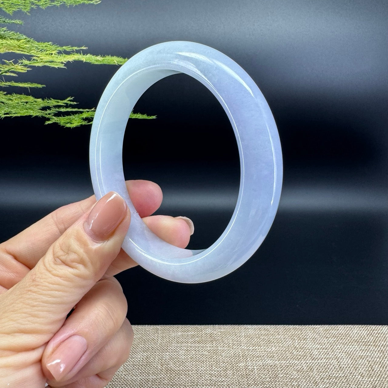 Genuine Burmese Lavender  Jade Jadeite Bangle Bracelet ( 59.3mm )