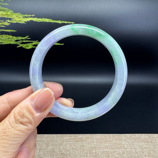 Genuine Burmese Lavender Green Jadeite Jade Bangle Bracelet ( 58.4mm )