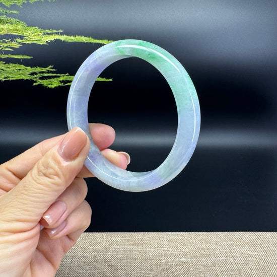 Genuine Burmese Lavender Green Jadeite Jade Bangle Bracelet ( 58.4mm )